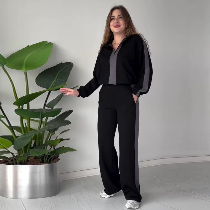 š„Special sale - Women's Zipper Lapel Tops & Pants 2-Piece Set