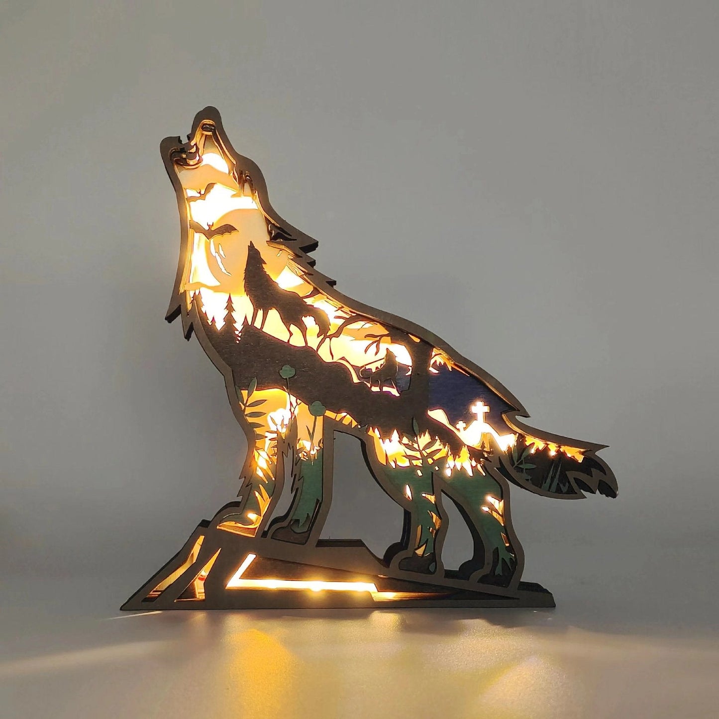 🦖Animal Wood Carving Night Light Home Decoration Crafts