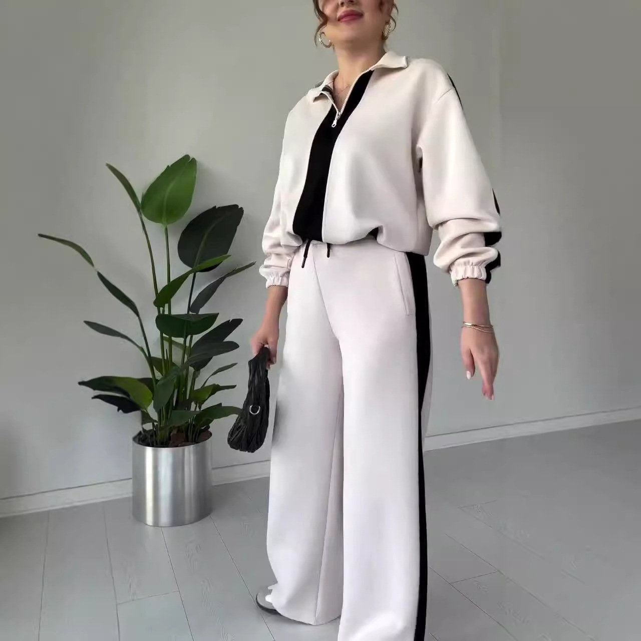š„Special sale - Women's Zipper Lapel Tops & Pants 2-Piece Set
