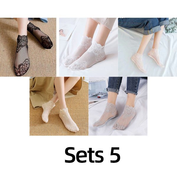 LADIES FASHION LACE SOCKS(5 PAIRS)