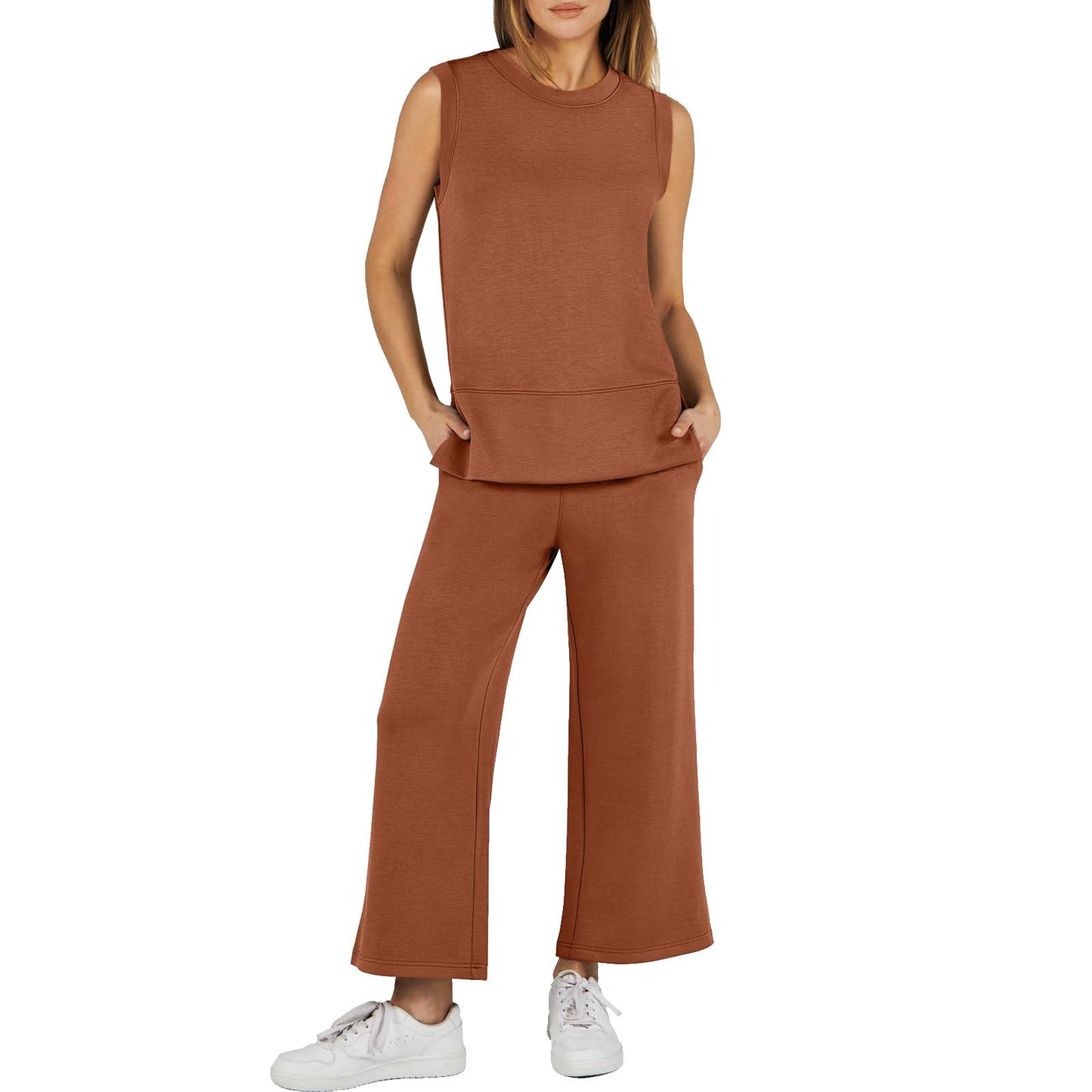 Casual Crew Neck Sleeveless Two Piece Suit (Buy 2 Sets Free Shipping)