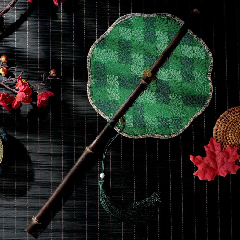 š„Handmade Collapsible Round Bamboo Waist Fan