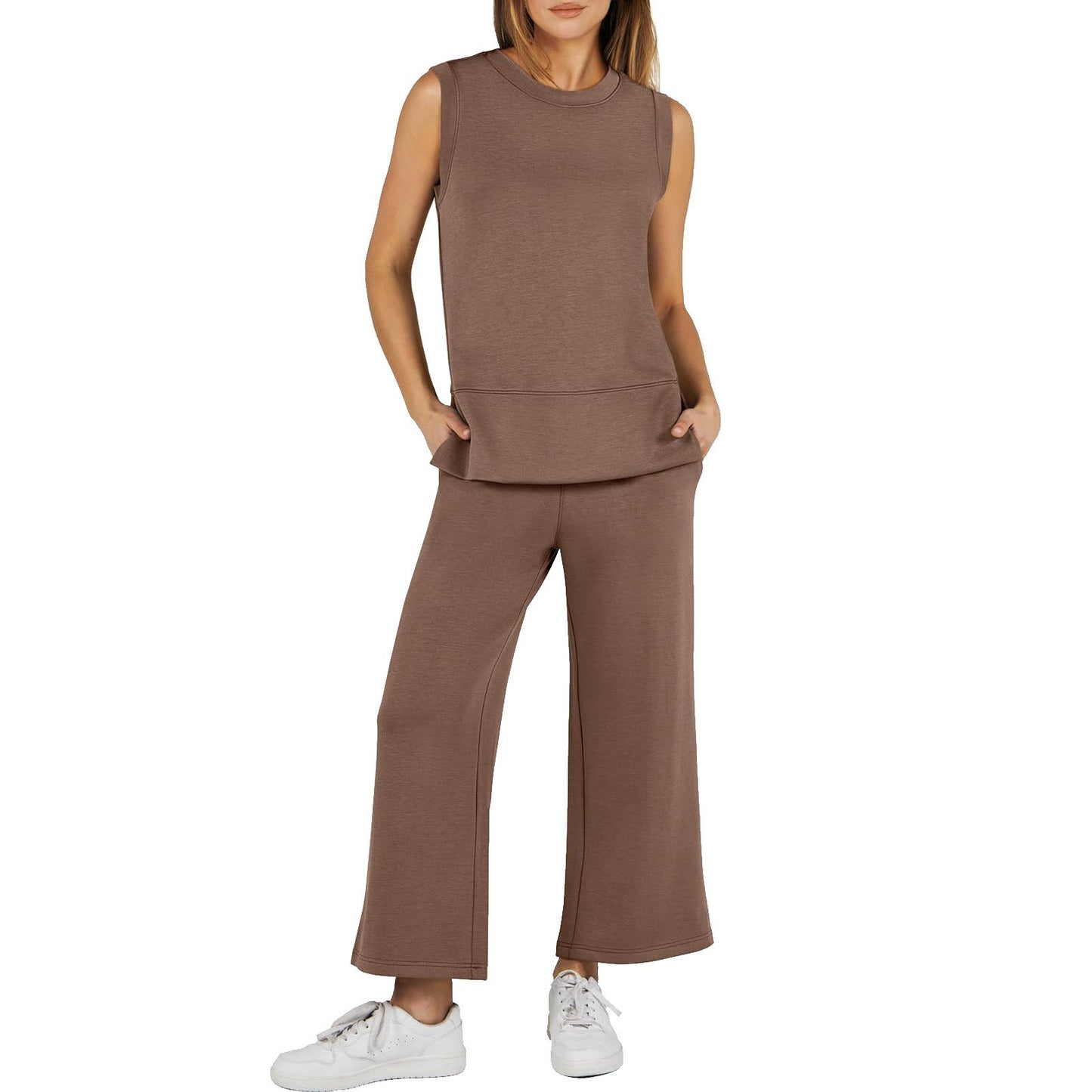Casual Crew Neck Sleeveless Two Piece Suit (Buy 2 Sets Free Shipping)