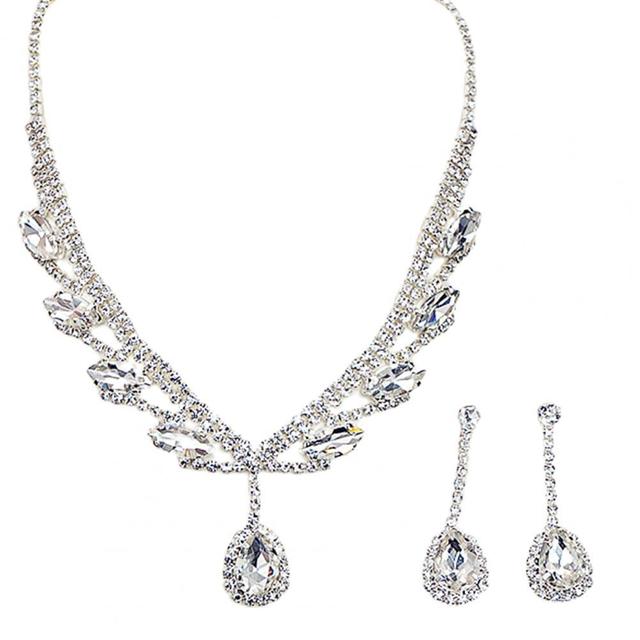 Bridal teardrop-shaped rhinestone jewelry