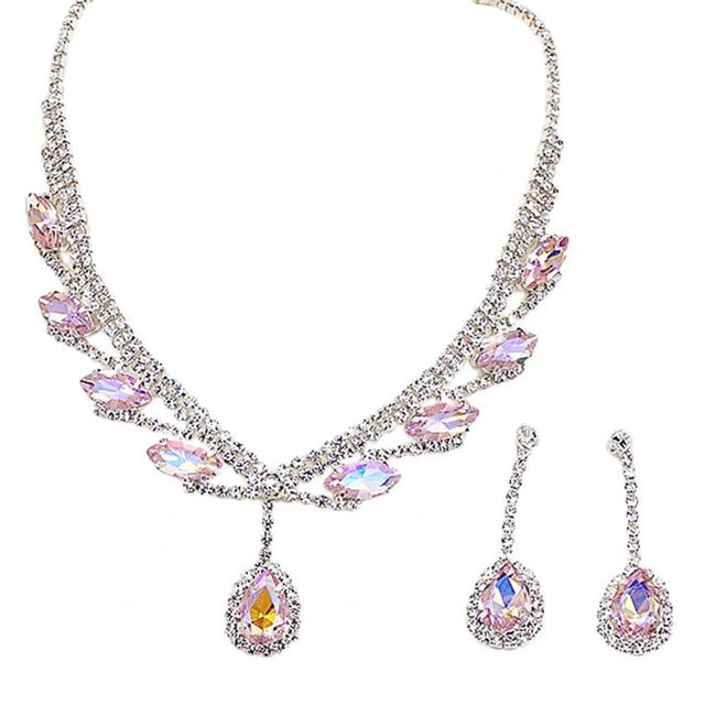 Bridal teardrop-shaped rhinestone jewelry