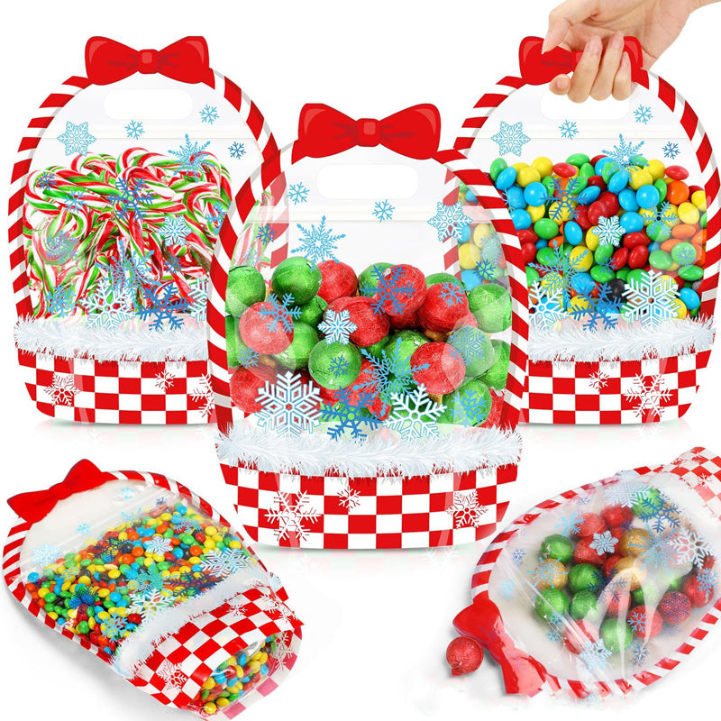 Easter Goodie Bags Plastic Candy Gift Bags with Handle Bunny Chick Pattern Transparent Treat Bags