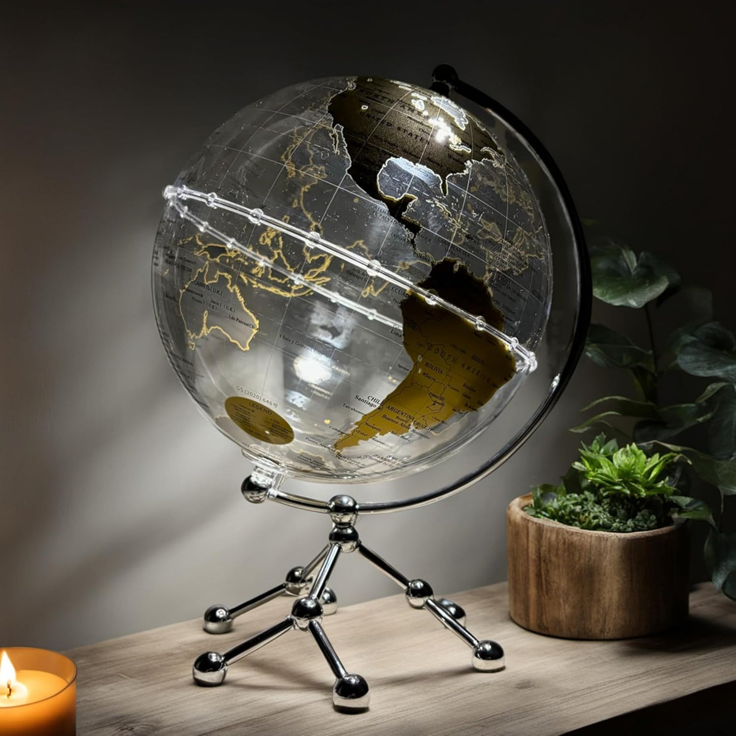 Golden Earth Globe Desk Lamp  Diam. 20 cm