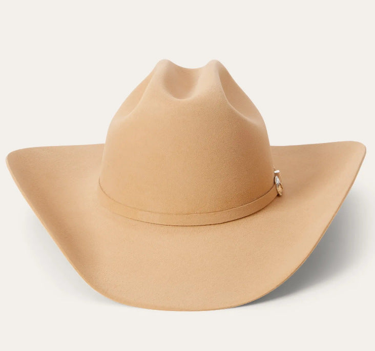 Wide brim cowboy hat with belt buckle