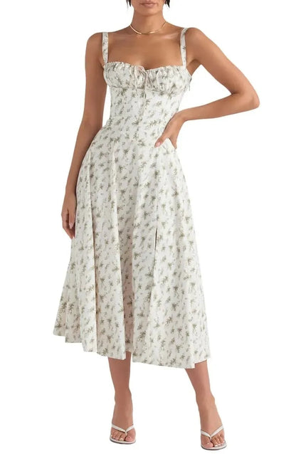 🔥Floral Bustier Midriff Waist Shaper Dress