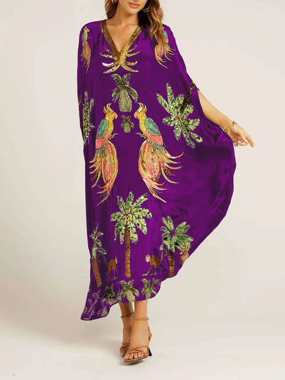 🎁This Week's Special Price $36.99💥V-neck Printed Loose Fashion Dress