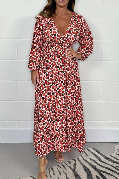💃Heart Smocked Midi Dress