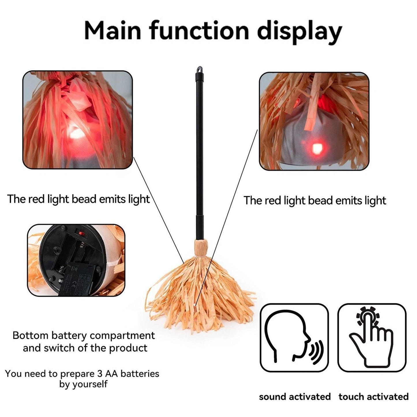 🧙‍♀️Halloween Witch Flying Broom With Spooky Laughing For Halloween Party Decoration Gift🧹