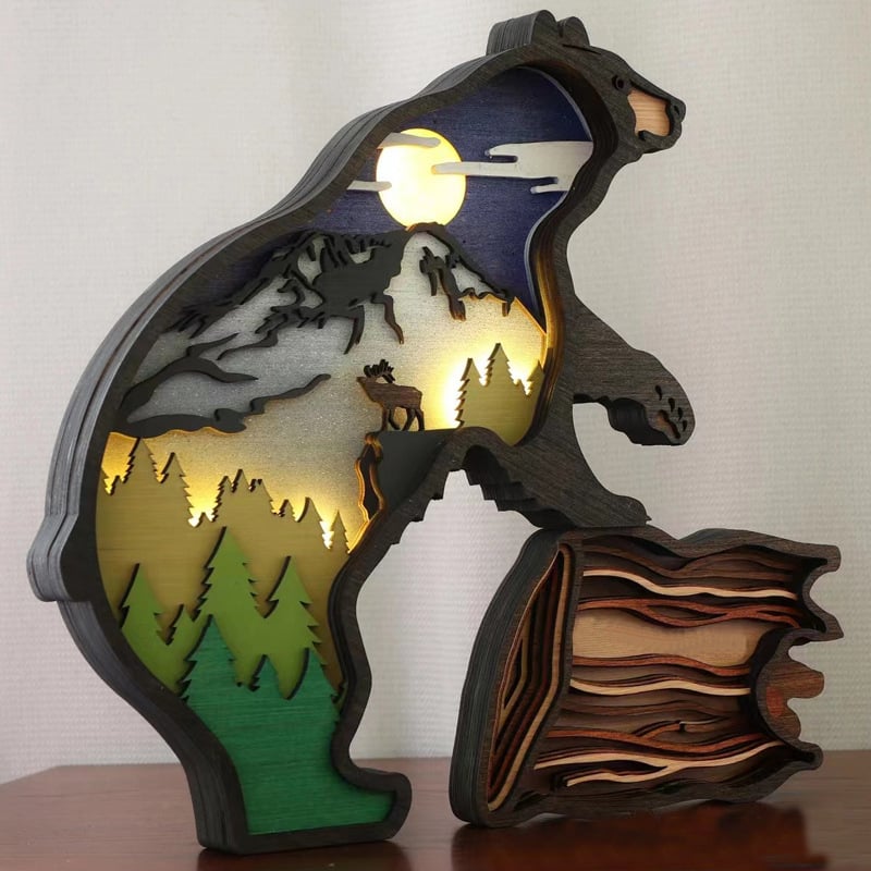 🦖Animal Wood Carving Night Light Home Decoration Crafts