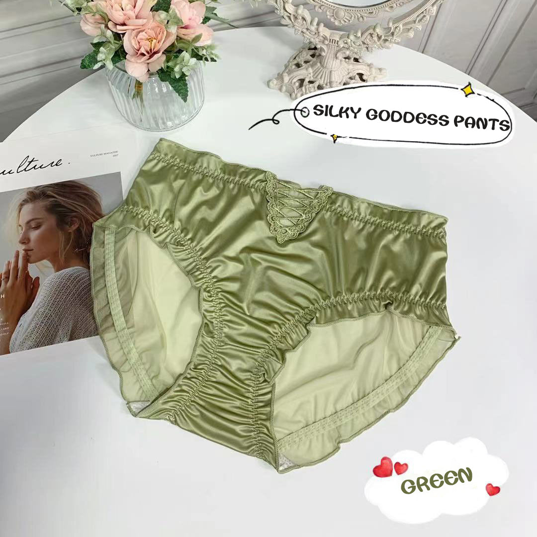 💓Women's Satin Ice Silk Seamless Lace Briefs