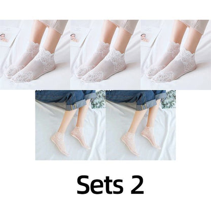 LADIES FASHION LACE SOCKS(5 PAIRS)