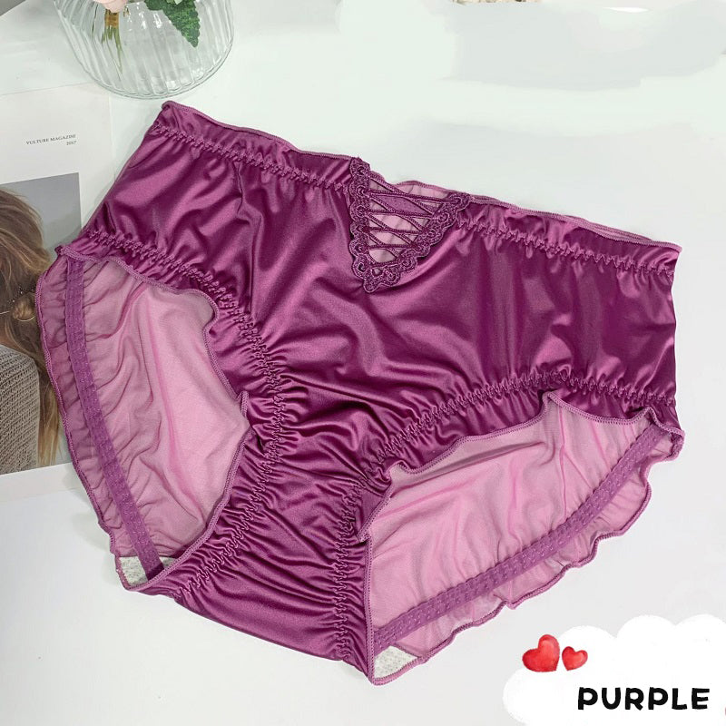 💓Women's Satin Ice Silk Seamless Lace Briefs