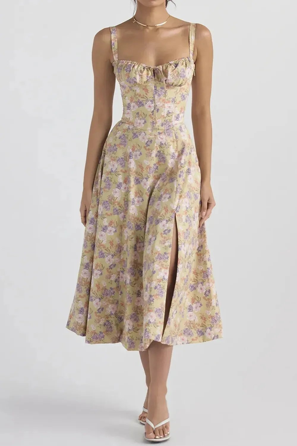🔥Floral Bustier Midriff Waist Shaper Dress