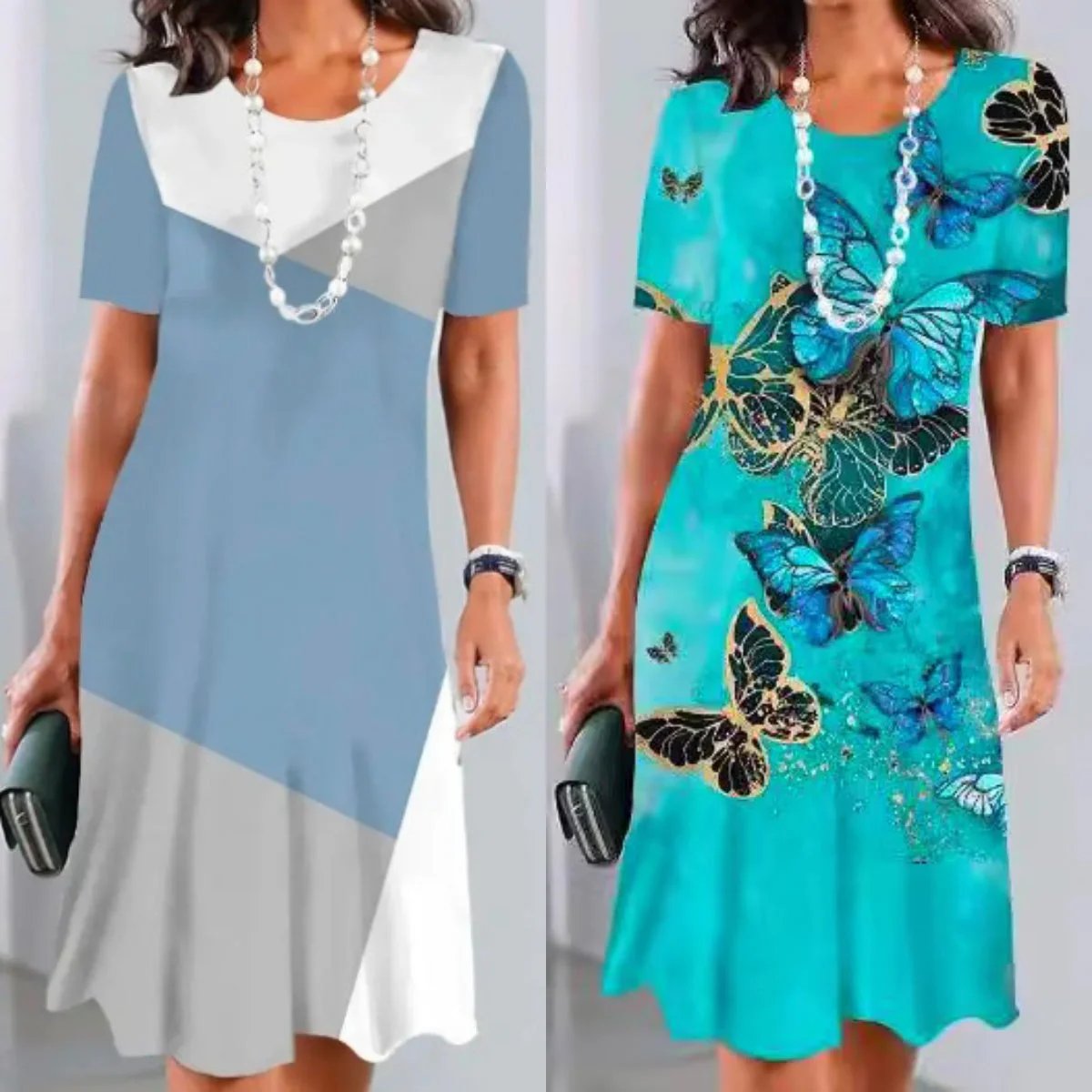 Women's Color-Block Pleated Dress 👗