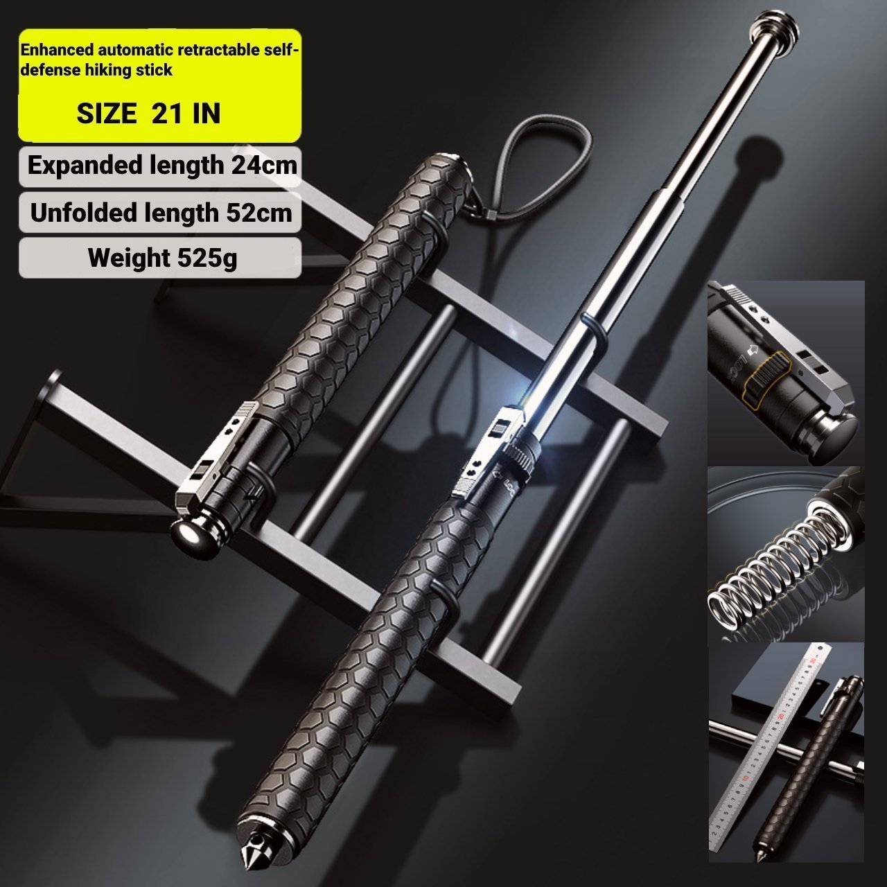 Enhanced Automatic Retractable Self-Defense Hiking Stick