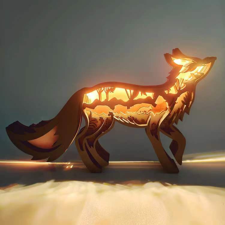 🦖Animal Wood Carving Night Light Home Decoration Crafts