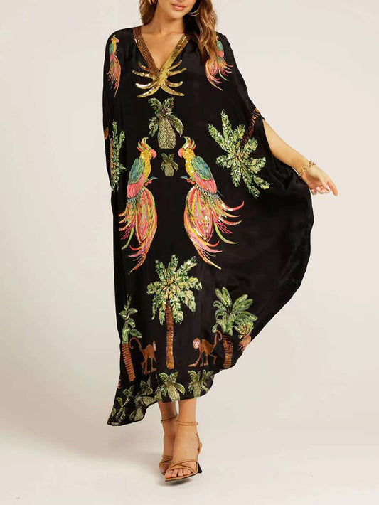 🎁This Week's Special Price $36.99💥V-neck Printed Loose Fashion Dress