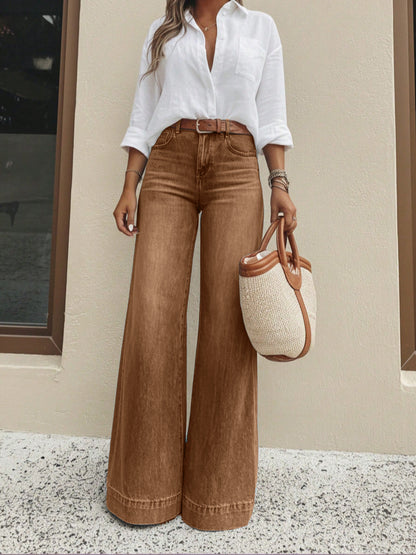 New Arrival: High-Waisted Wide-Leg Vintage-Wash Jeans