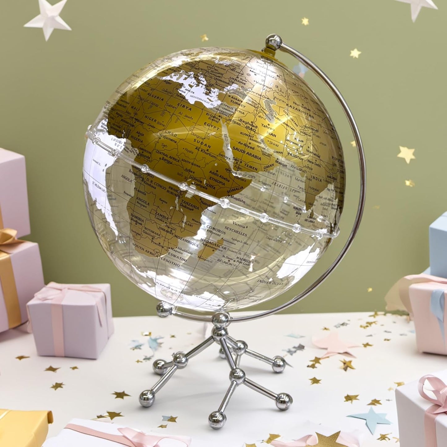 Golden Earth Globe Desk Lamp  Diam. 20 cm
