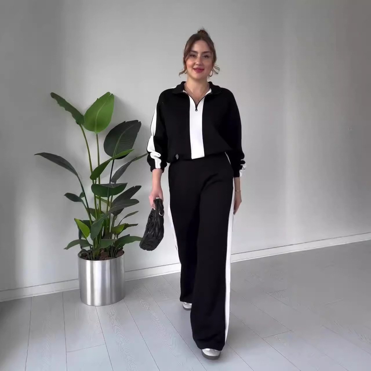 💥Special sale - Women's Zipper Lapel Tops & Pants 2-Piece Set