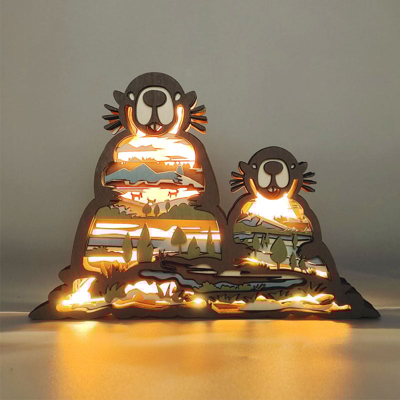 🦖Animal Wood Carving Night Light Home Decoration Crafts