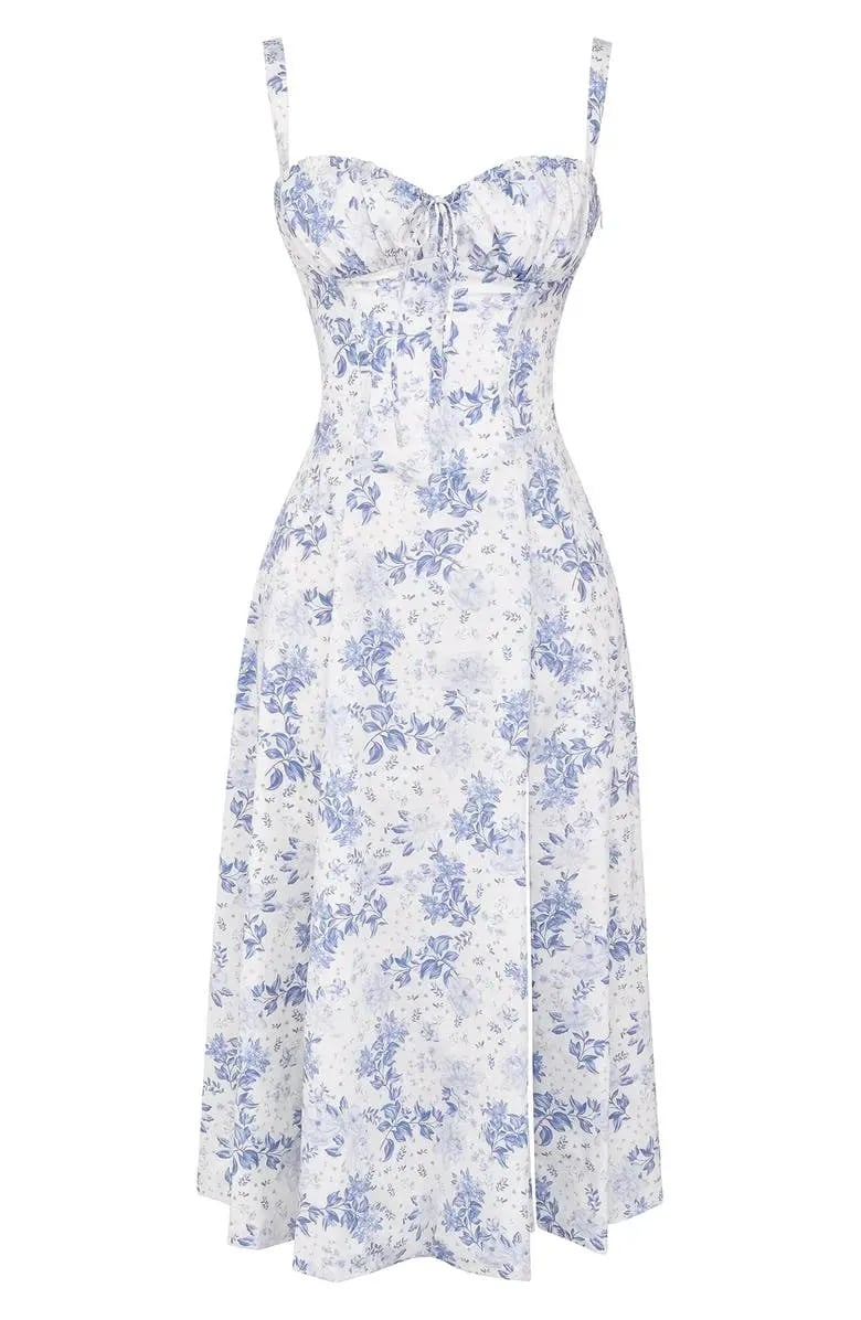 🔥Floral Bustier Midriff Waist Shaper Dress