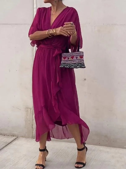 🔥🔥🔥Stylish and elegant V-neck maxi dress - Buy two and get free shipping!