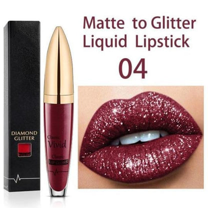 💄USD9.99 💄- Diamond Lip Color Matte to Shimmer Liquid Lipstick Waterproof