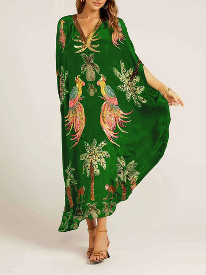 🎁This Week's Special Price $36.99💥V-neck Printed Loose Fashion Dress