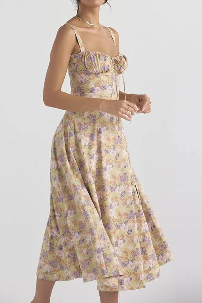 🔥Floral Bustier Midriff Waist Shaper Dress