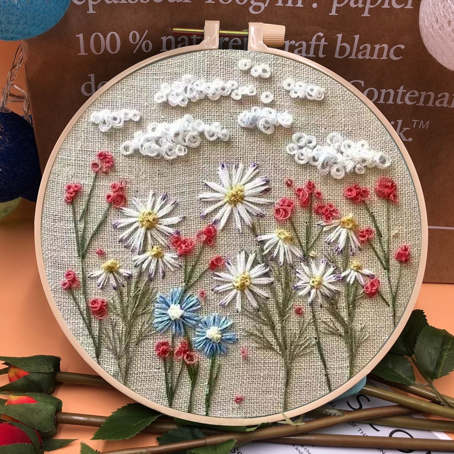 49% OFF - Perfect Gift - 💐Embroidery  Hoop Flower Kit for Beginner