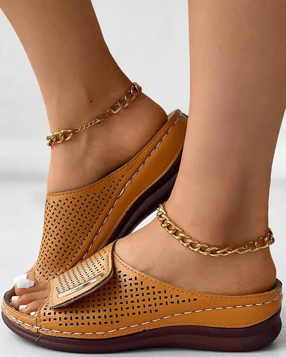 commsmarket-🔥 60% OFF — Peep Toe Hollow Out Orthopedic Slippers
