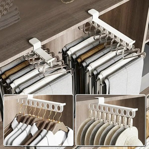 🎁This Week's Special Price $24.99💥Intelligent pull-out slide trouser rack: a new solution for space utilization in the closet