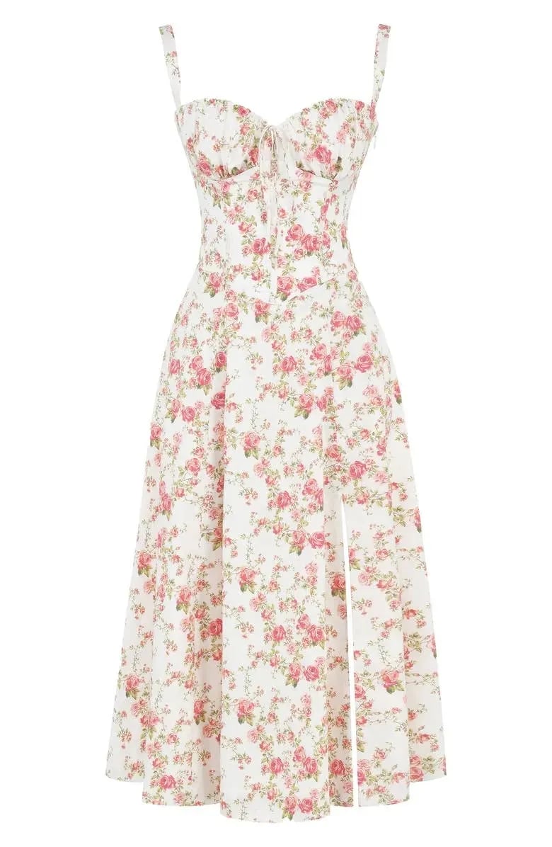 🔥Floral Bustier Midriff Waist Shaper Dress