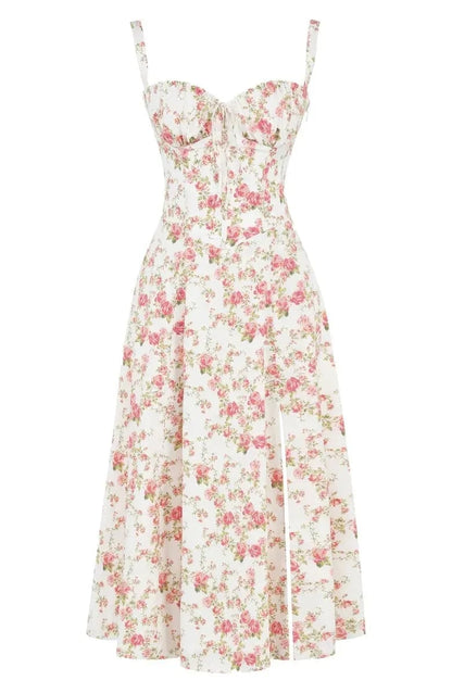 🔥Floral Bustier Midriff Waist Shaper Dress