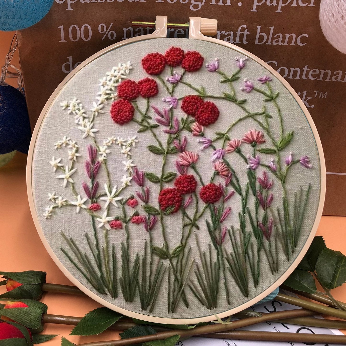 49% OFF - Perfect Gift - 💐Embroidery  Hoop Flower Kit for Beginner