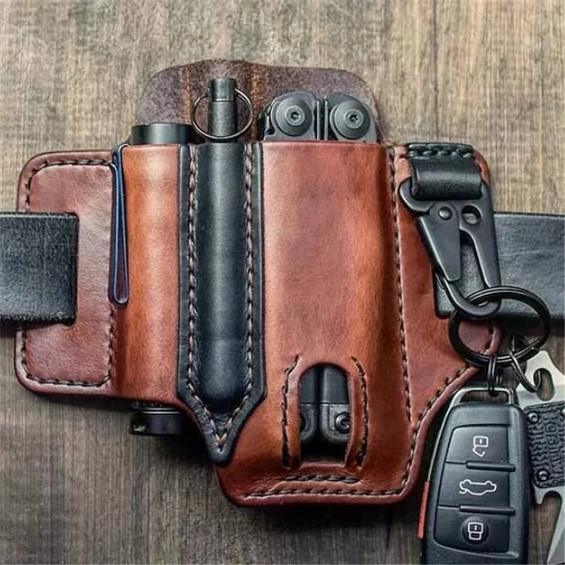 ✨🔥Men's Genuine Leather EDC Belt Loop Waist Outdoor Multitool Sheath