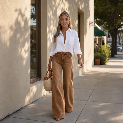 New Arrival: High-Waisted Wide-Leg Vintage-Wash Jeans