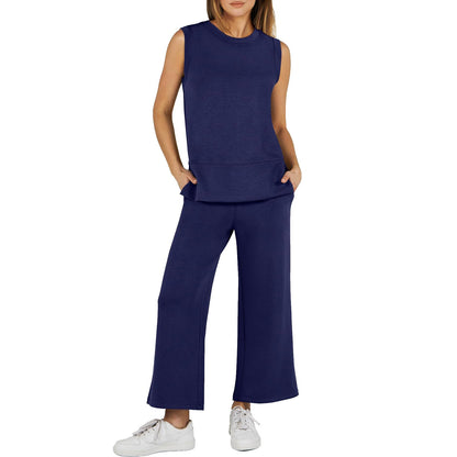 Casual Crew Neck Sleeveless Two Piece Suit (Buy 2 Sets Free Shipping)