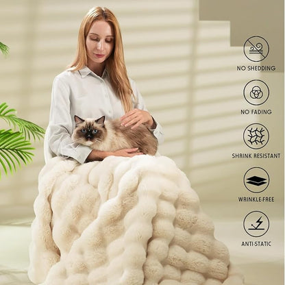[🔥Final 24-hour Preferential Deal🔥]2024 HOT SALE🎄Popular thickened rabbit plush nap blanket, flannel milk velvet cover blanket