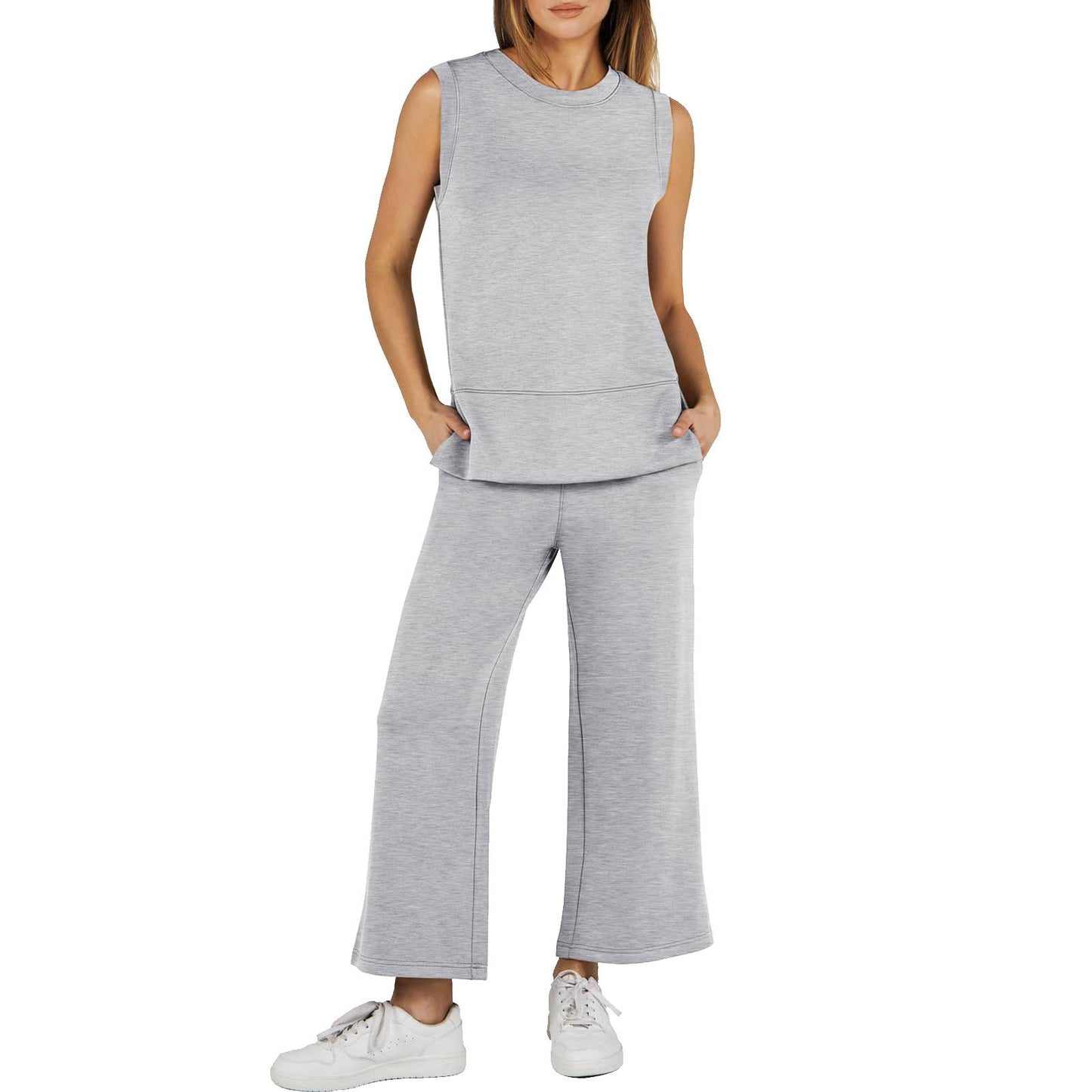 Casual Crew Neck Sleeveless Two Piece Suit (Buy 2 Sets Free Shipping)