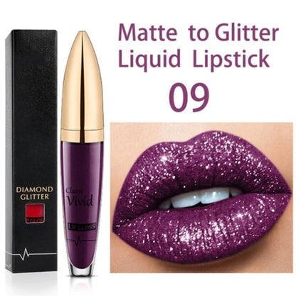 💄USD9.99 💄- Diamond Lip Color Matte to Shimmer Liquid Lipstick Waterproof
