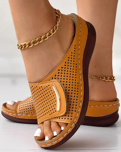 commsmarket-🔥 60% OFF — Peep Toe Hollow Out Orthopedic Slippers