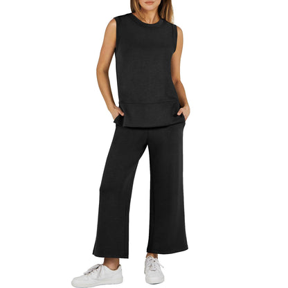 Casual Crew Neck Sleeveless Two Piece Suit (Buy 2 Sets Free Shipping)