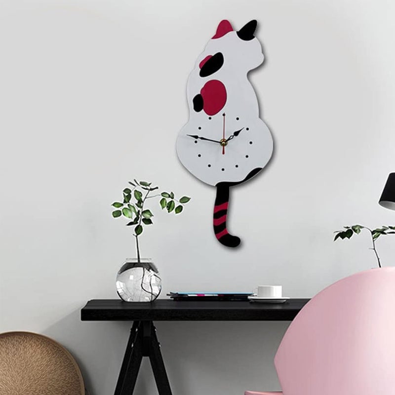 aldorian™-Nordic cat with wagging tail wall clock