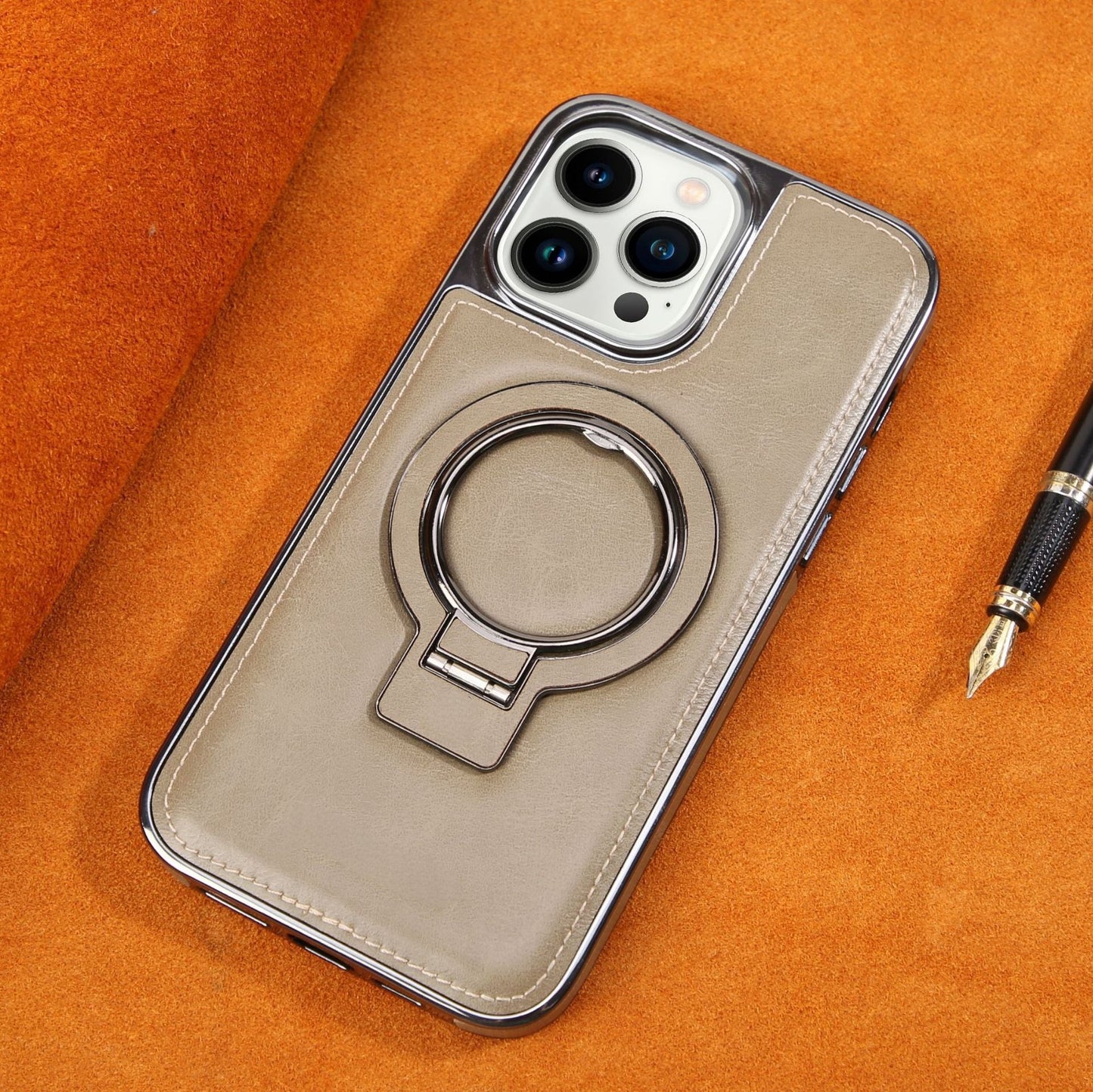 Luxury Leather Invisible Stand iPhone Case